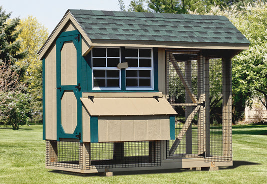 Q48C Combination Chicken Coop – 4'x8' Premium Amish-Built Home for 6-8 Chickens