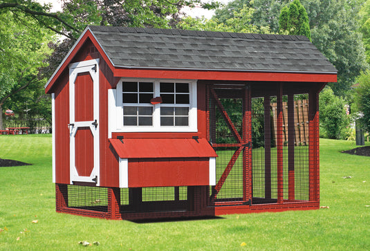 Q610C Combination Chicken Coop – 6'x10' Premium Amish-Built Home for 10-12 Chickens