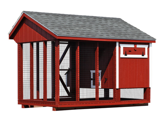 Q610C Combination Chicken Coop – 6'x10' Premium Amish-Built Home for 10-12 Chickens