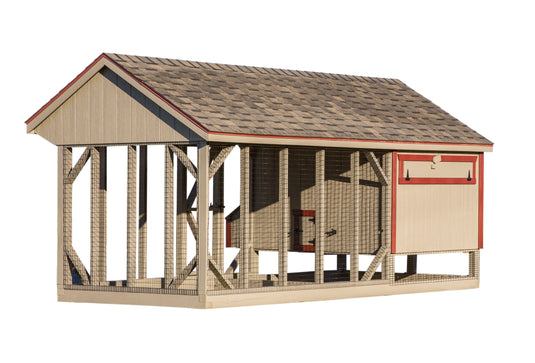 Q716C Combination Chicken Coop – 7'x16' Premium Amish-Built Home for 15-20 Chickens