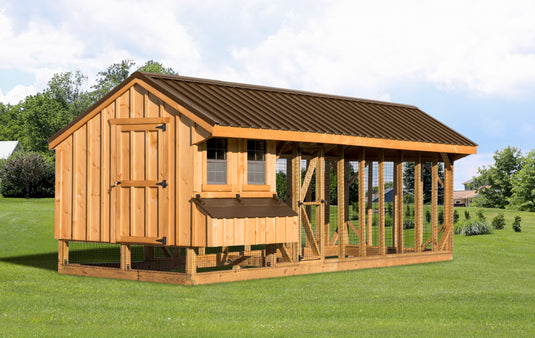 Q724C Combination Chicken Coop – 7'x24' Premium Amish-Built Home for 15-20 Chickens