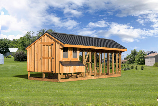 Q724C Combination Chicken Coop – 7'x24' Premium Amish-Built Home for 15-20 Chickens