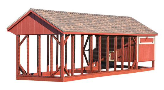 Q728C Combination Chicken Coop – 7'x28' Premium Amish-Built Home for 15-20 Chickens