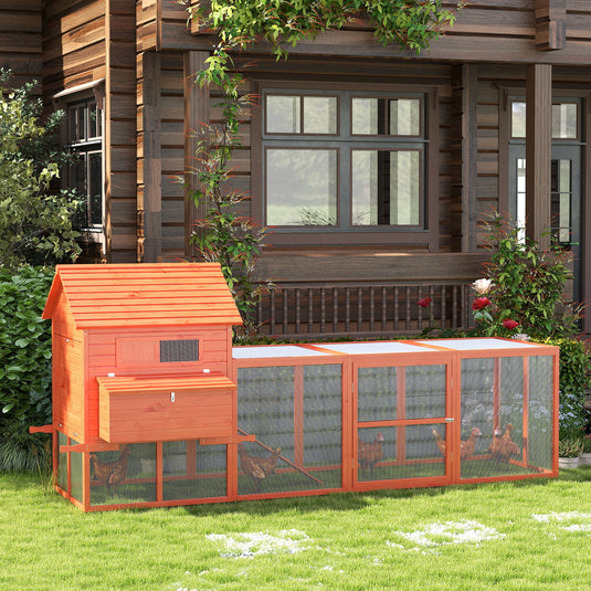 PawHut Chicken Coop with Run - Up to 8 Chicken