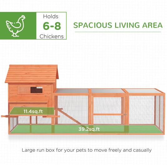 PawHut Chicken Coop with Run - Up to 8 Chicken