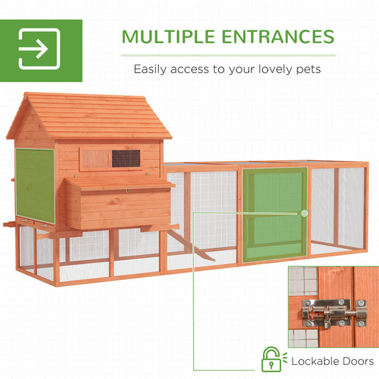 PawHut Chicken Coop with Run - Up to 8 Chicken