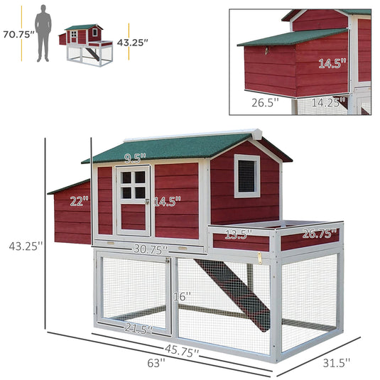 PawHut Small Chicken Coop with Run - Up to 2 Chickens